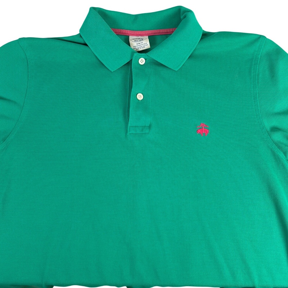 Brooks Brothers Polo Shirt Men Medium Green Slim Fit Supima Cotton Performance